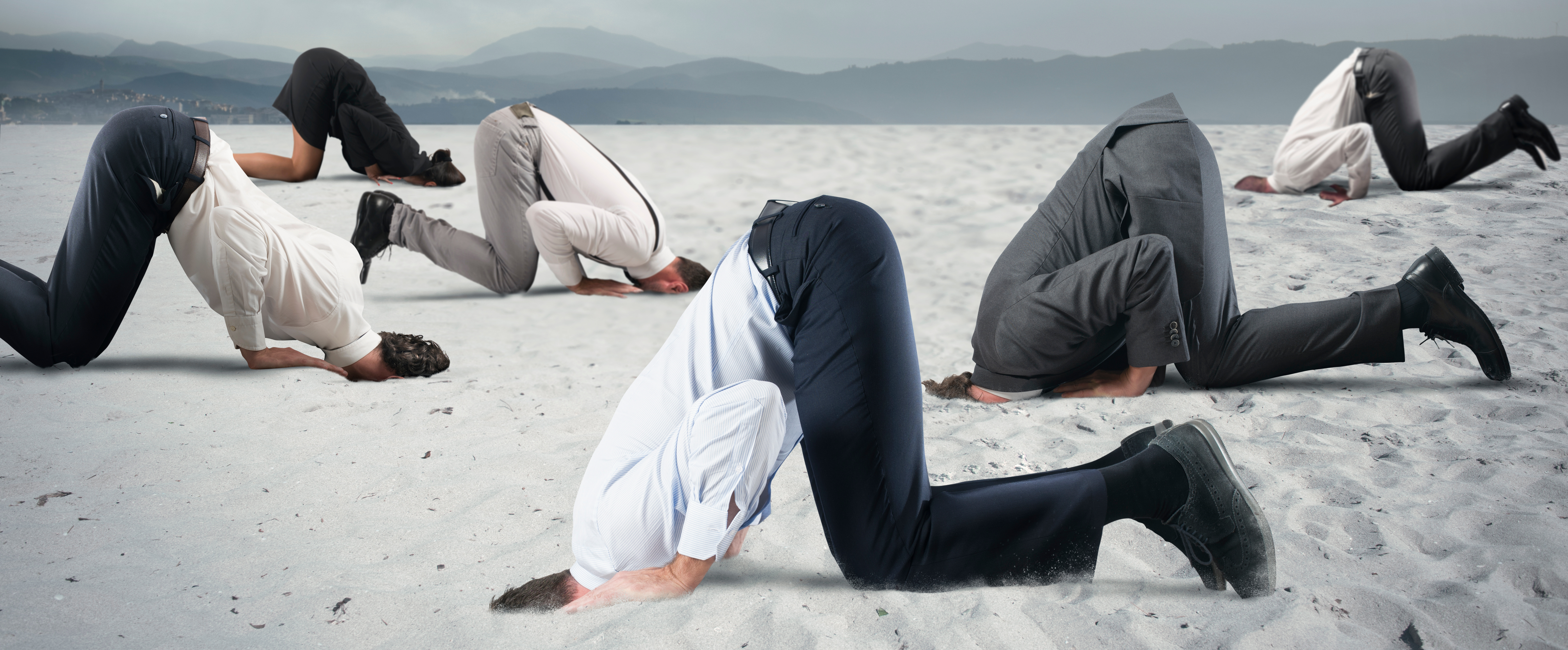 Head in the Sand — The general public pretends that there is nothing happening; nothing to impact their lives negatively; nothing to uproot "business as usual"